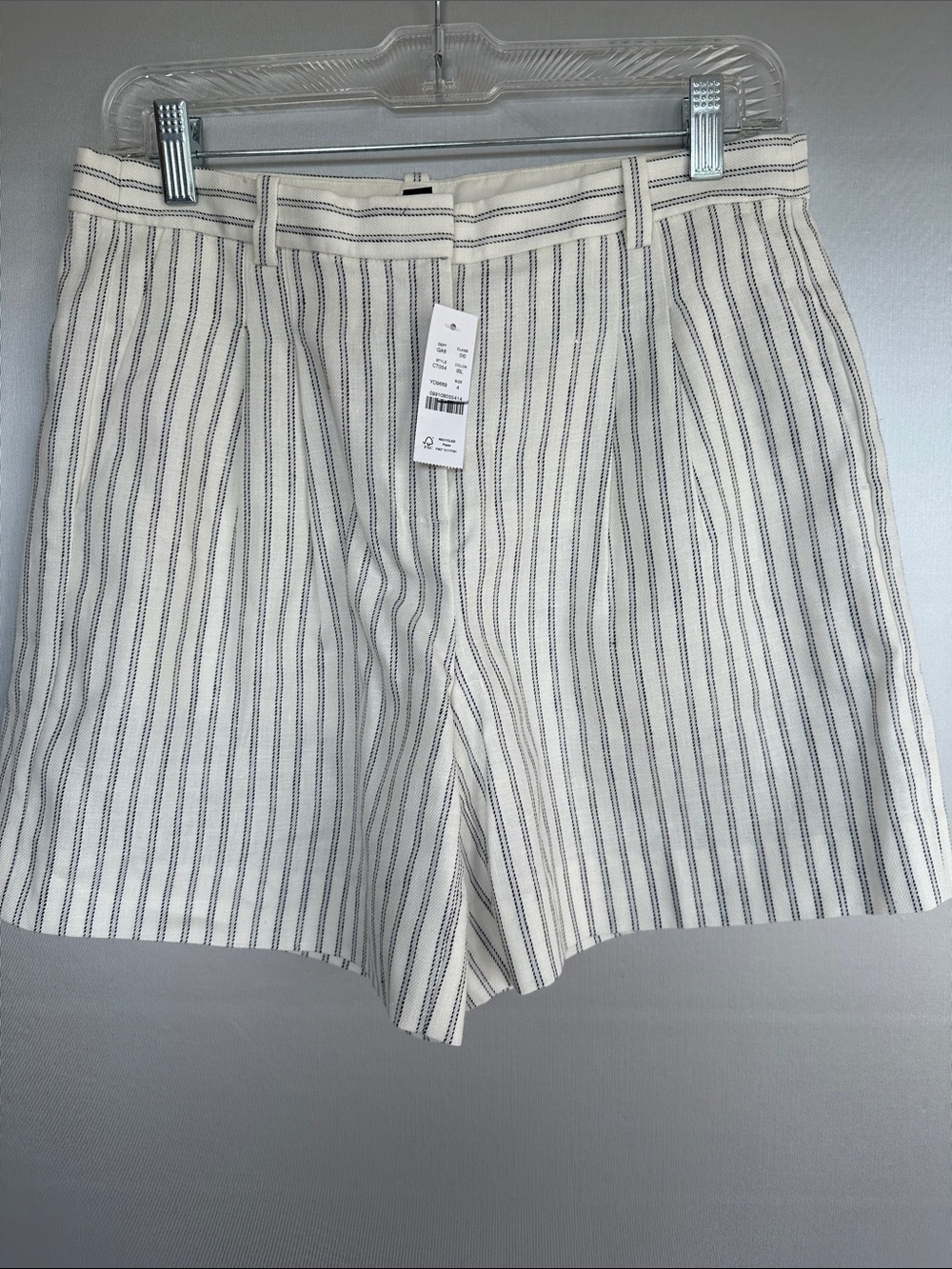NWT J.Crew Factory Pleated Striped Shorts Sz 4 Pockets High Waist Zip Fly